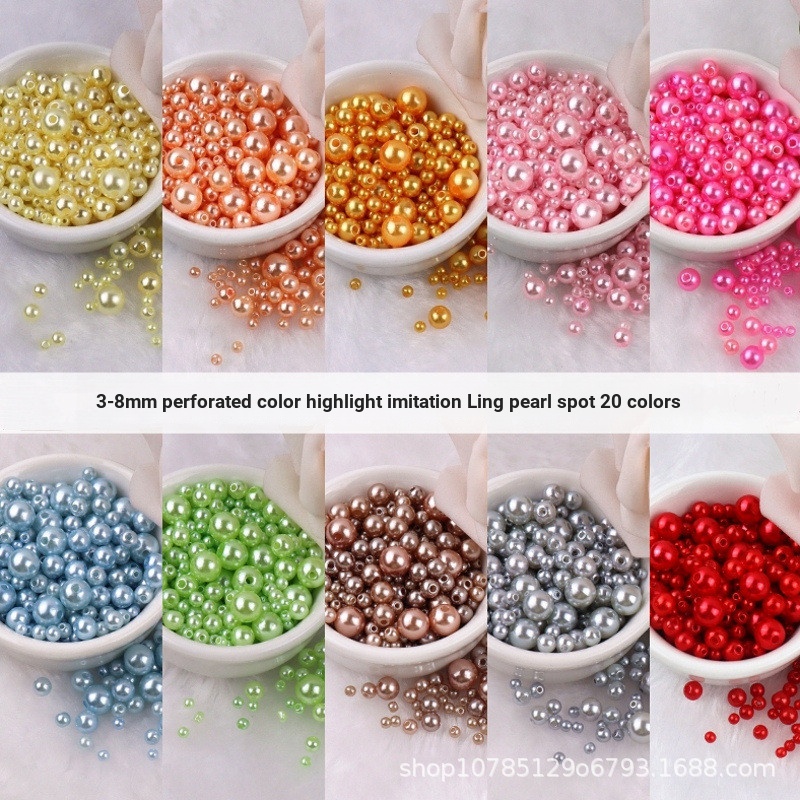 6มิลลิเมตรพรุนที่มีสีสันโรงสีน้ําไฮไลท์มุกพรุน หน้าท้อง เลียนแบบมุกหลวมลูกปัด ทําเอง ลูกปัดอุปกรณ์เครื่องประดับ