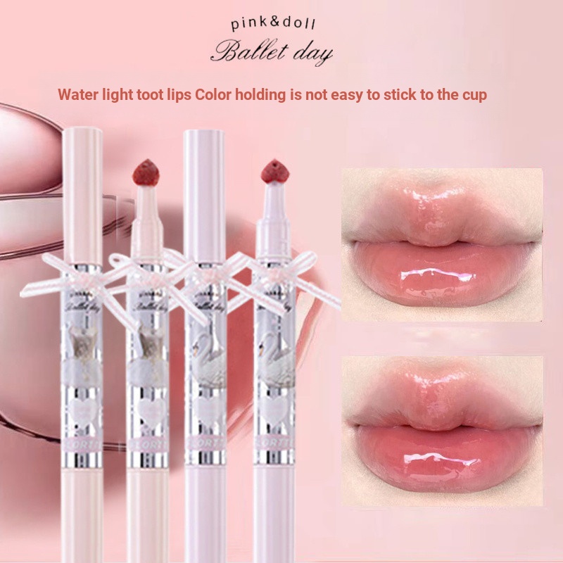Flortte Flortte Flotte Highlighting Forming Film Small Bow Lip Gloss Hold Makeup Nude Color Moisturi