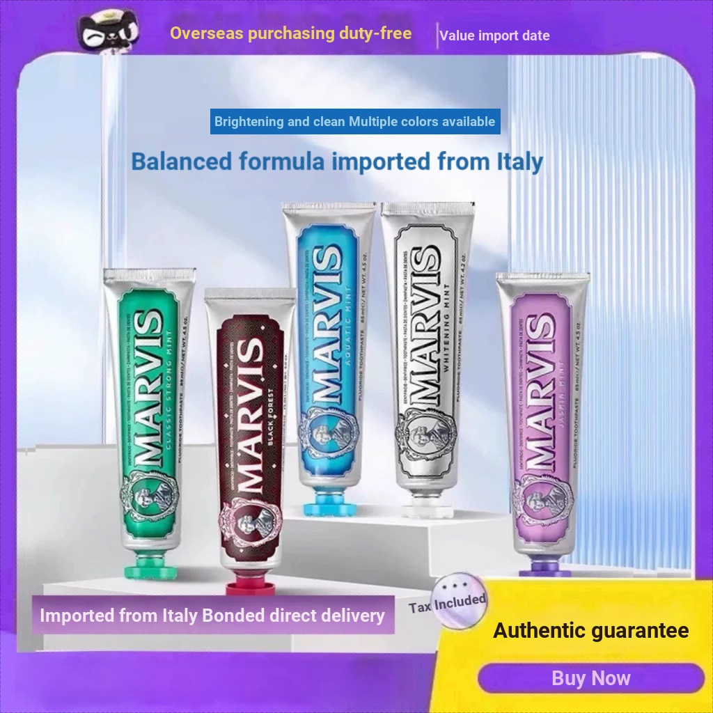 Marvis Marvis Toothpaste 85ml ยาสีฟันนําเข้า Brightening Fresh Stain Removing Mint ยาสีฟัน Marvis