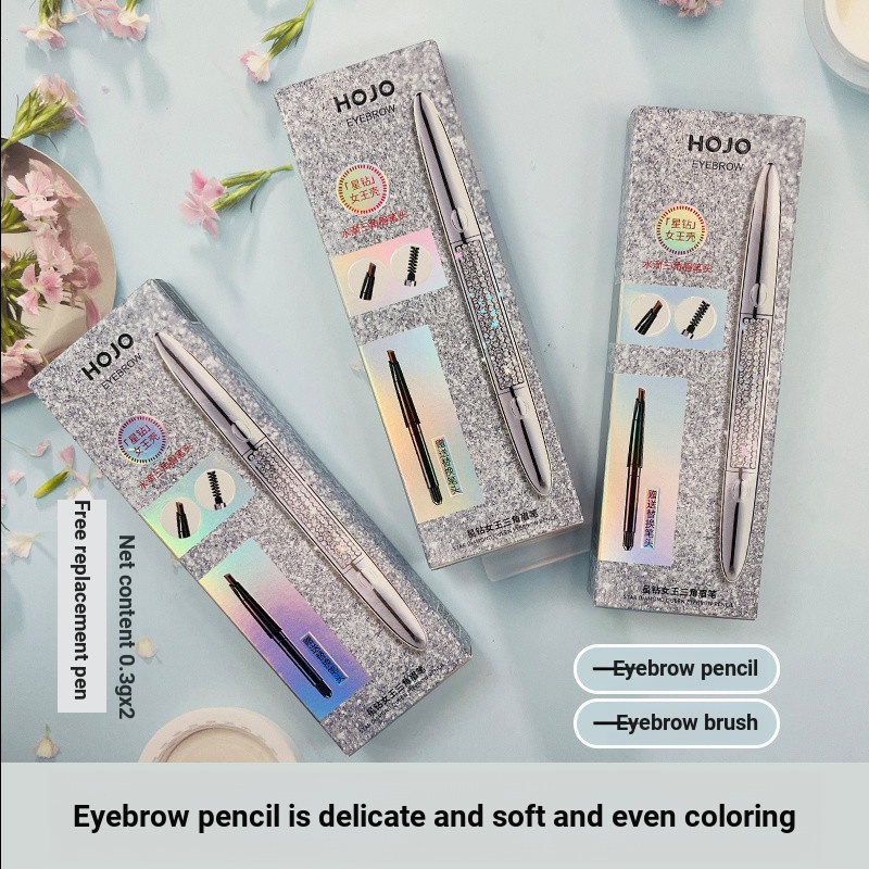 ที่ดีที่สุด HOJO HOJO Star Diamond Queen สามเหลี่ยมดินสอเขียนคิ้วติดทนนานอัตโนมัติเติมหมุน Out Smoot