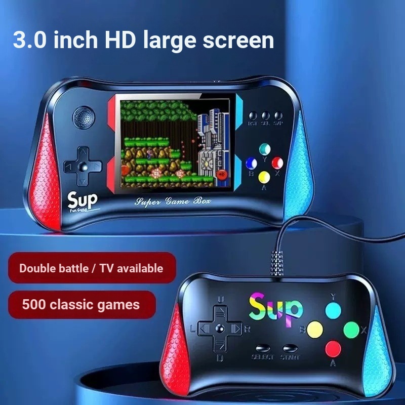 X7M คอนโซลเกมมือถือ Retro Arcade หน้าจอขนาดใหญ่ 500 ใน One Classic Handheld Tetris Double