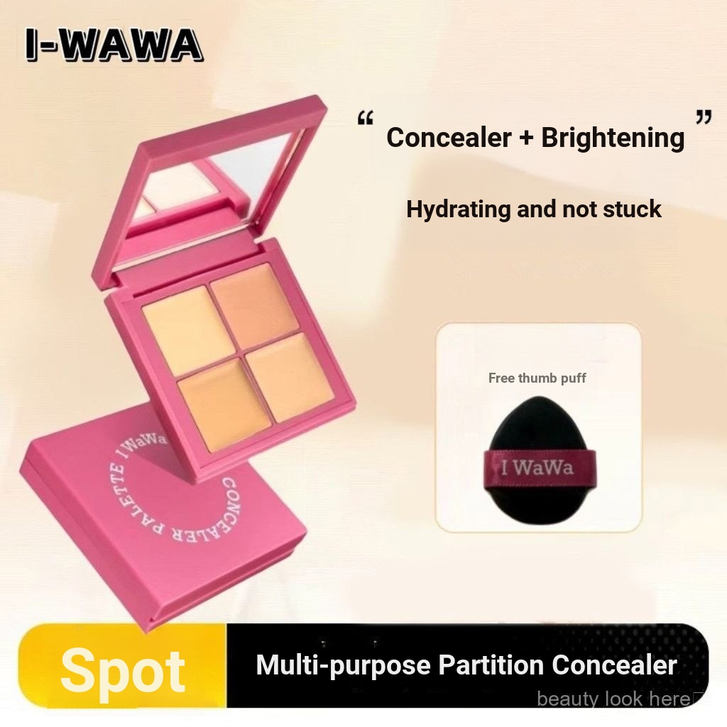 Iwawa Four-Color คอนซีลเลอร์ Palette Highlighter Contour Blush สีปกปิดสิวรอยแผลเป็น Brightening Cont