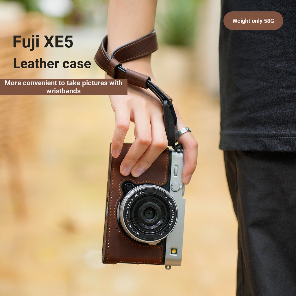 เคสป้องกัน เหมาะสําหรับเคสป้องกันหนังแท้ Fuji xe5 xe5 เคสหนังฐานสายรัดข้อมือ