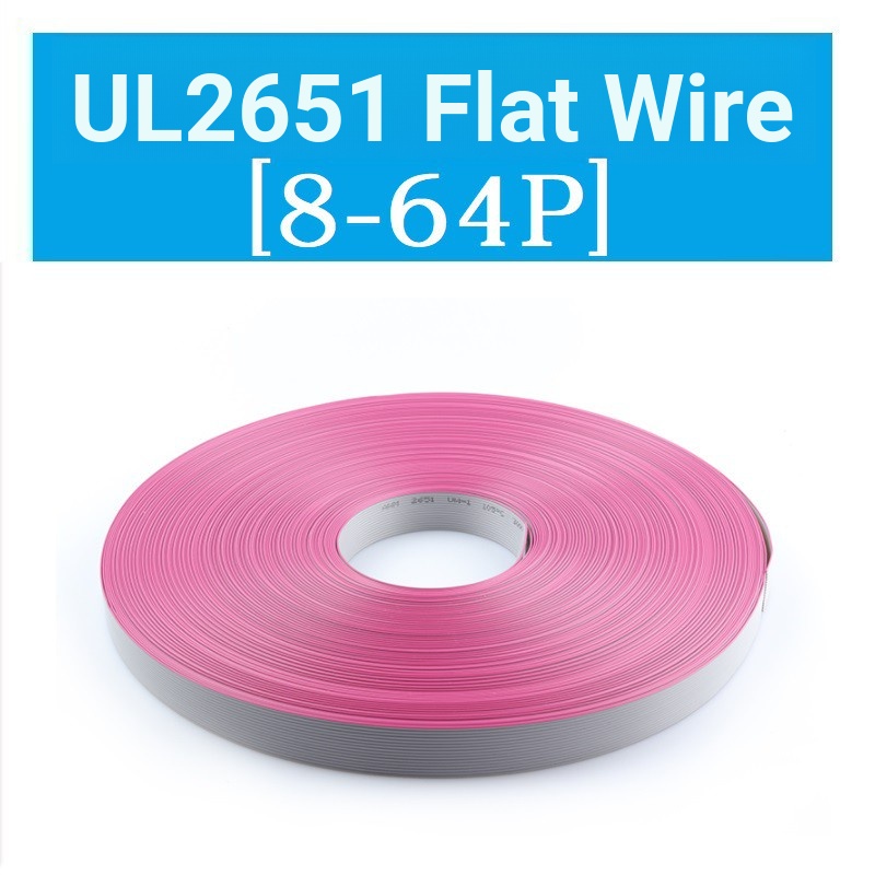 UL2651 28AWG 6/8/10/12/14/16/20~64P สายแบนสีเทา 1.27 มม.Pitch FC สายแบน