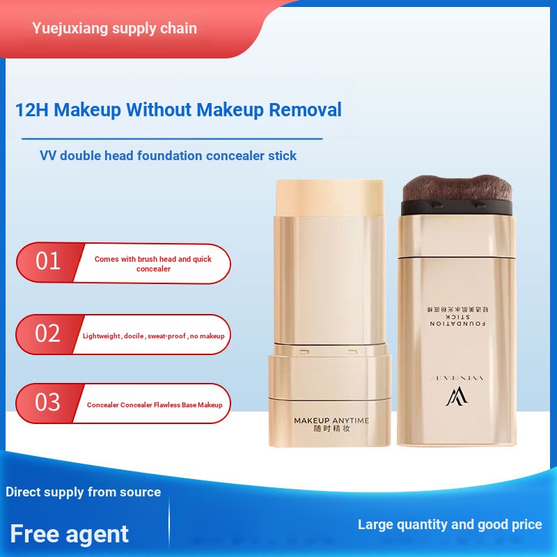 Vvv Double-Headed Foundation คอนซีลเลอร์ Stick กันน้ํา Non-Stick Powder คอนซีลเลอร์ควบคุมน้ํามันสดชื