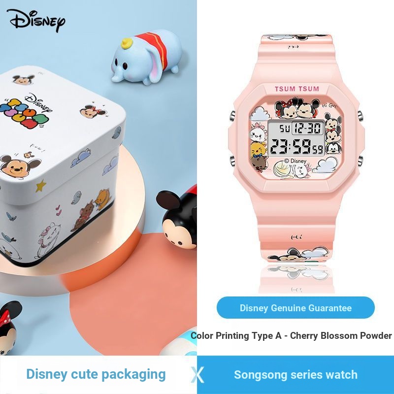 ZGO Disney Mickey & Minnie นาฬิกากันน้ําสําหรับเด็กหญิงและเด็กชายนาฬิกาอิเล็กทรอนิกส์