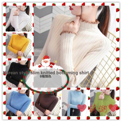 ❤น่ารัก น่ารัก อินเทรนด์❤[S-2XL] ครึ่งคอเต่าเสื้อกันหนาวผู้หญิงเชื้อราขอบหนาเกาหลีรุ่นฤดูหนาวถัก Top Slim-fit ถัก Bottoming เสื้อผู้หญิง Slimmer