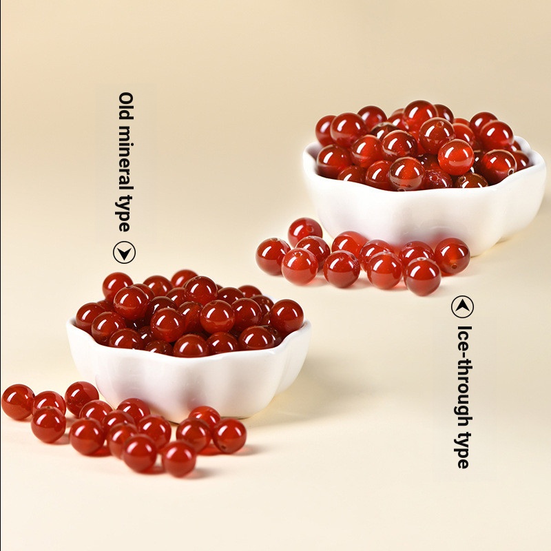 7A + ลูกปัดอาเกตสีแดงลูกปัดหลวมถัก Pixiu สร้อยข้อมือ South Red Stone ลูกปัด Handmade diy สร้อยข้อมือ