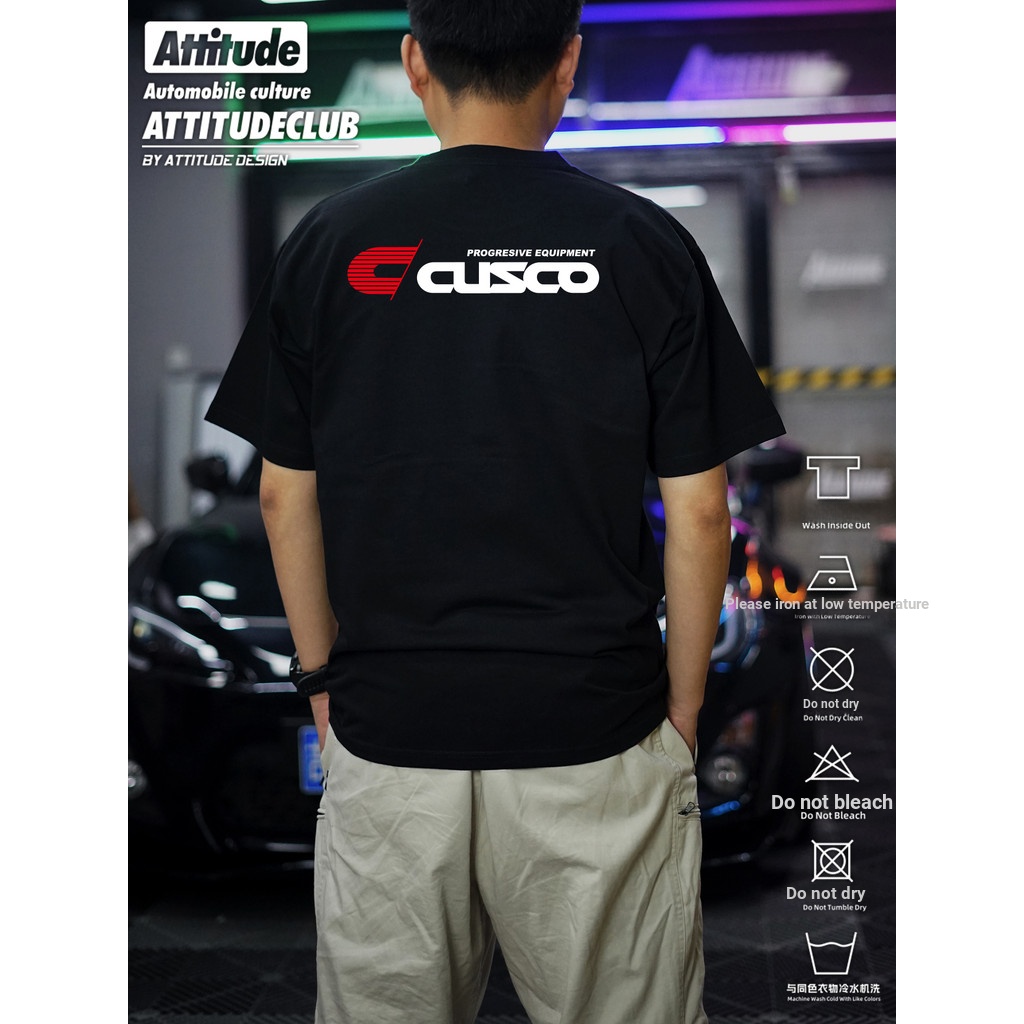Attitude ญี่ปุ่น JDM ดัดแปลง Body เสริมรถเข็น Top Bar CUSCO เสื้อยืดแขนสั้นผ้าฝ้ายแท้