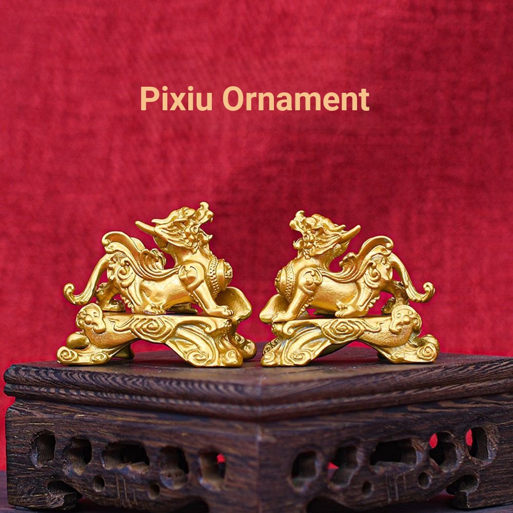 Smooth Sailing Retro ทองเหลือง Kirin คู่ Pixiu Shop สํานักงานเปิดเงินเงินห้องนั่งเล่นงานฝีมือตกแต่ง-