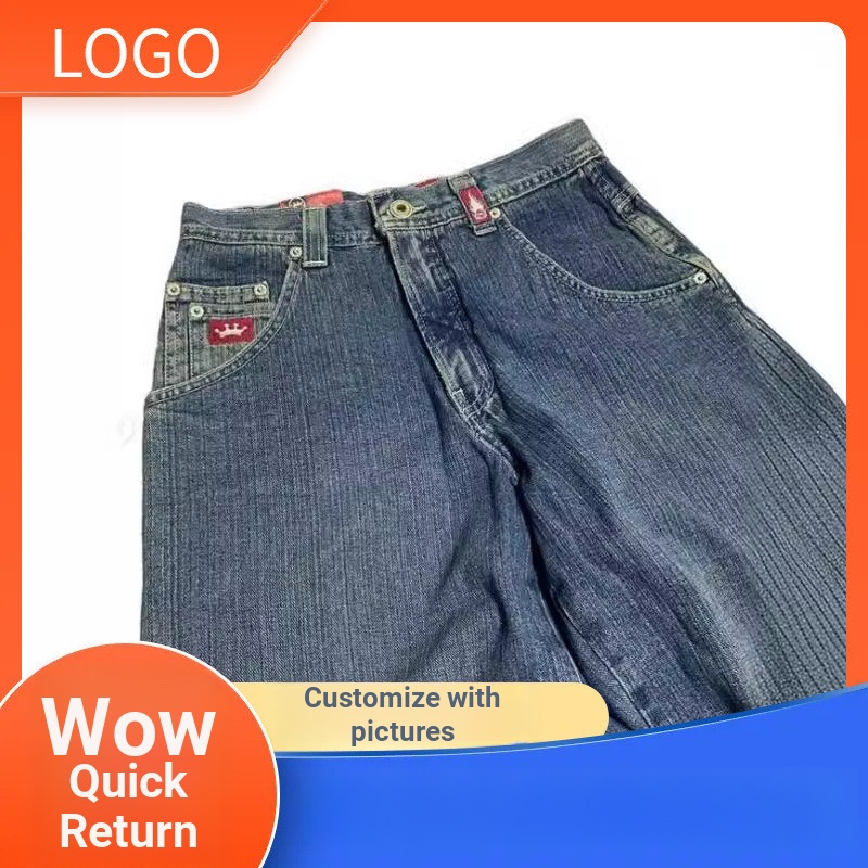 Wow Back to Wide Leg Jeans jnco American Street Hip Hop Harajuku y2k Straight Casual Pants