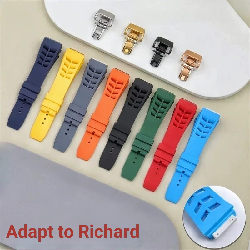 เหมาะสําหรับ Richard Mille Richard Mille สายรัดข้อมือซิลิโคน RM53/055/011/050 สายนาฬิกายาง 25 มม.