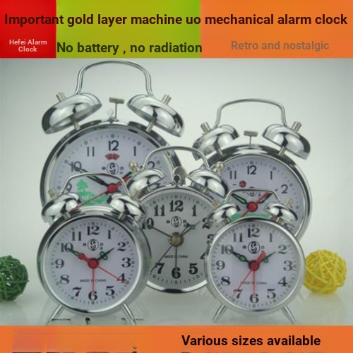 นาฬิกาปลุกกลไก Hefei Retro Nostalgic ไม่ต้องใช้แบตเตอรี่คู่มือ Clockwork นาฬิกาปลุกกลไกโลหะ