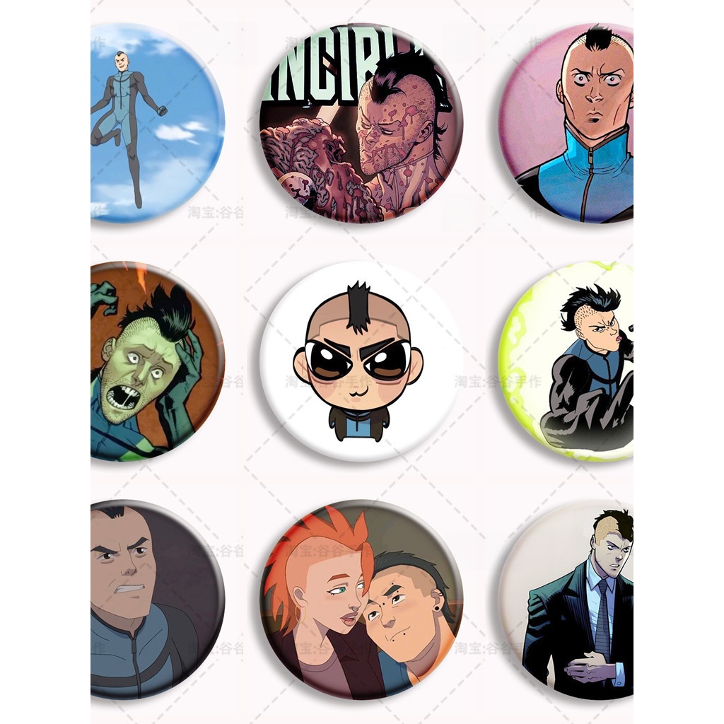 ยอดนิยม Invincible mohawk mark Merchandle Bar Badge mohawk mark Invincible Young Man เข็มกลัด Valley