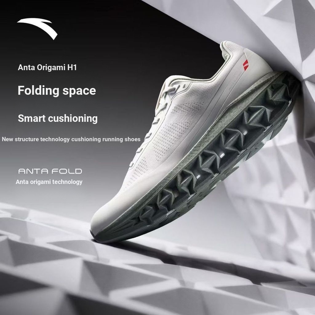ANTA/ANTA Origami FOLD รองเท้าวิ่งผู้ชาย Professional Soft-Soled Cushioning Jogging รองเท้าตาข่ายระบ