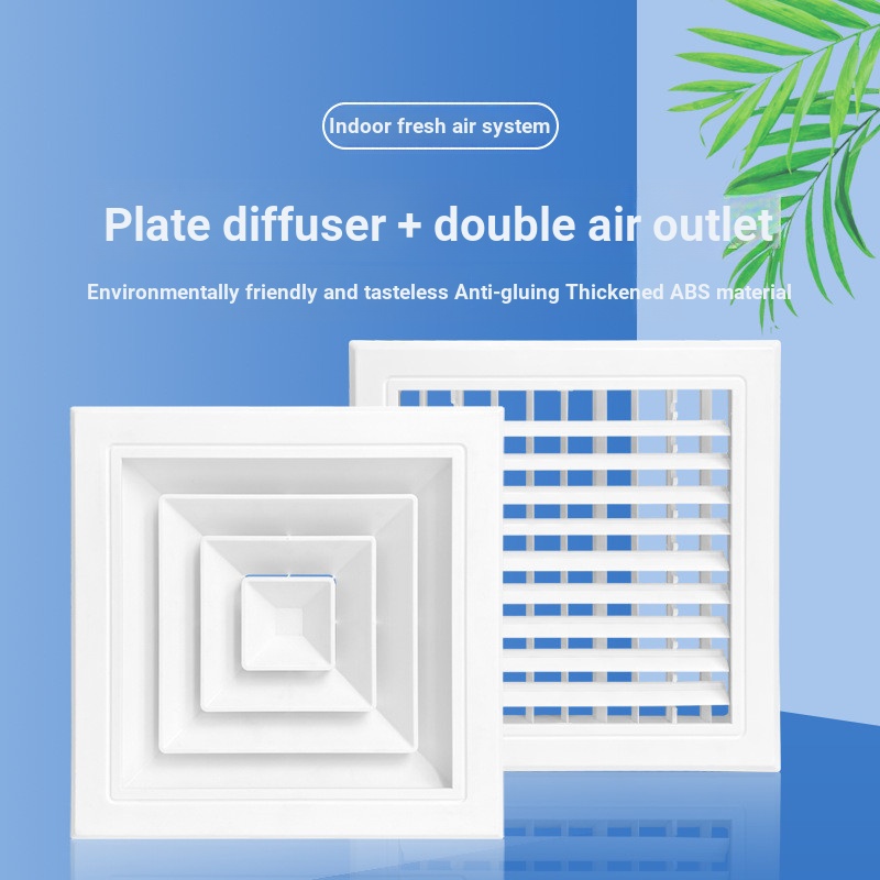 พลาสติก abs แผ่นรองรับ Square Diffuser Air Outlet Central เครื่องปรับอากาศท่อไอเสีย Square Turn รอบผ