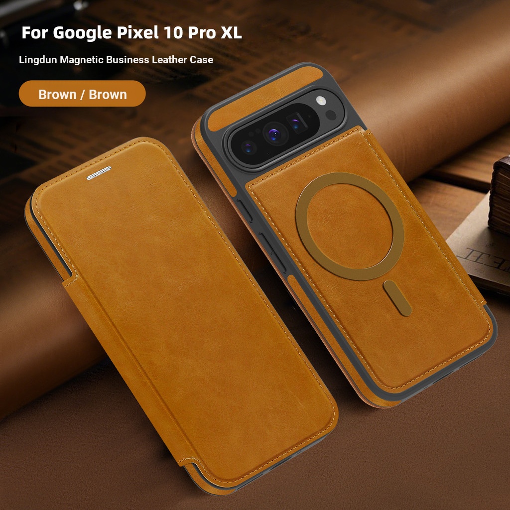 Flip Leather Business Phone Case for Google Pixel 10 Pro XL 9A 9 Pro 8 Magnetic Wireless Charging Sh