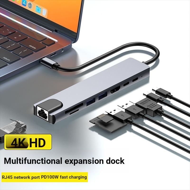 Type-c Docking Station hdmi 8-in-1 การ์ดเครือข่าย 11-in-1 พอร์ต TF/SD7-in-1 Docking Station RJ45 Hub