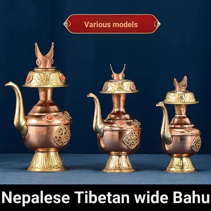 ❡✉ทองแดงบริสุทธิ์อุปกรณ์ทิเบตเนปาลช่างฝีมือวรรณกรรมหม้อน้ํา Purification ขวด Benba หม้อบรรจุ Top Tantric Magic เครื่องมือ Aquarius ขนาดใหญ่ Bonding