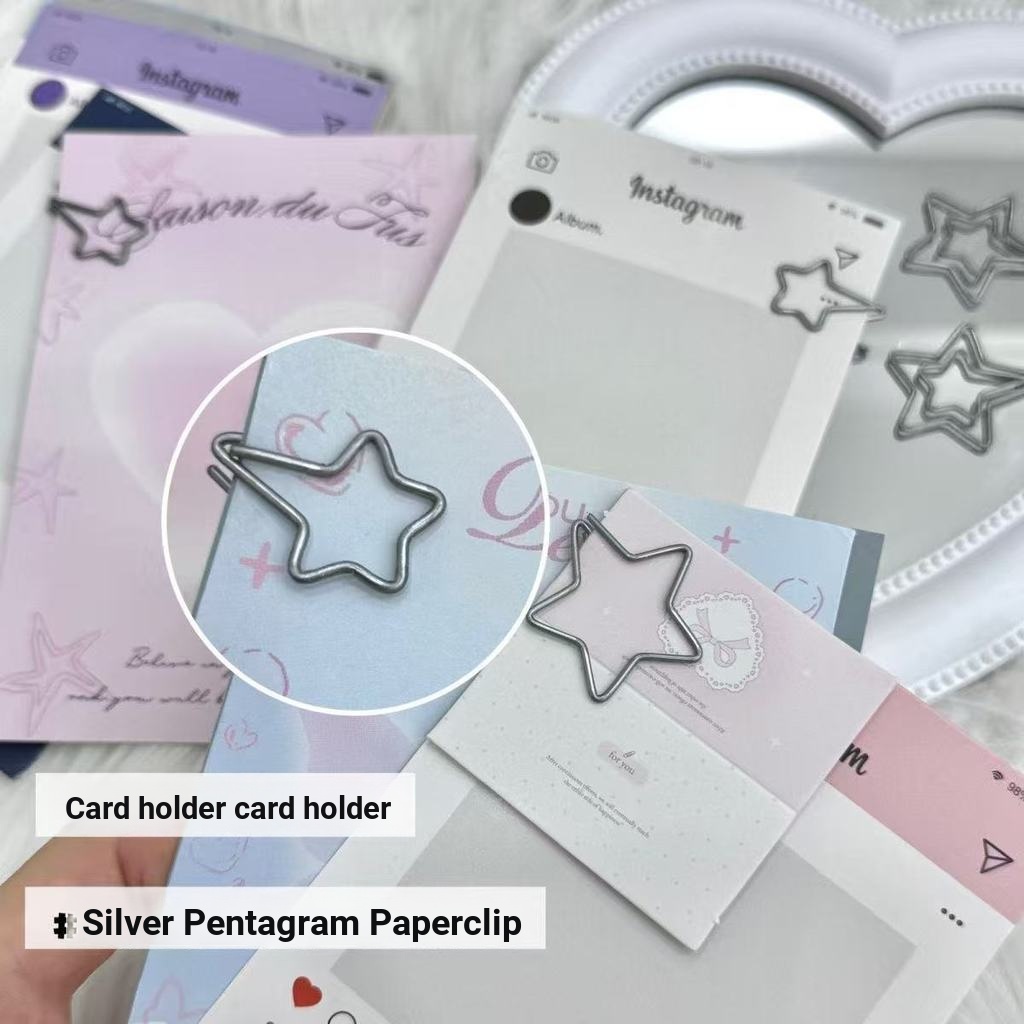 เครื่องเขียน High-value ins Silver Five-pointed Star คลิปหนีบกระดาษคู่มือบรรจุ diy ตกแต่ง Star Pin การ์ดหัวการ์ด Fixing