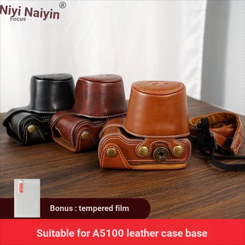** กระเป๋ากล้องทนเงาเหมาะสําหรับ Sony A5000 A5100A6000 A6100 A6300 A6400 A6500 A6600 Half Cover Leat