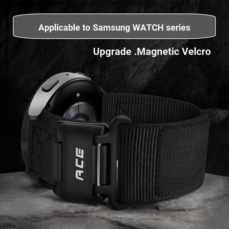 เหมาะสําหรับ Samsung Galaxy Watch 9/8/7/FE/6/5/4 classic Nylon Magnetic 42/46 Velcro active1/2 กีฬา 