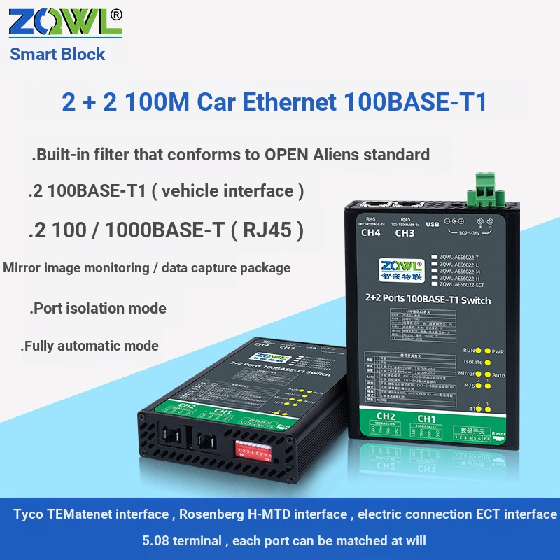 1000BASE Gigabit Car Ethernet Switch 1,000BASE-T1 Bypass Monitoring Bag Mirror Monitoring