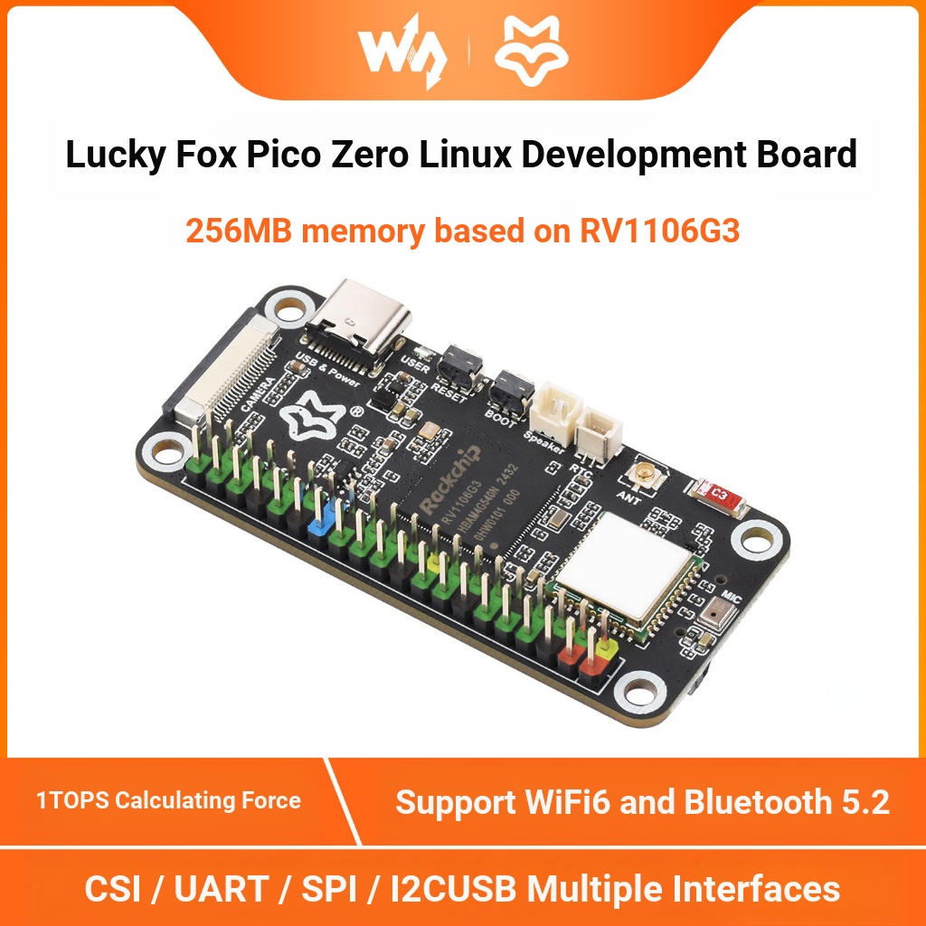 Luckfox Pico Zero Xero RV1106G3 Miniature 1TOPS Linux บอร์ดพัฒนาเลขคณิต 8G eMMC พร้อมโมดูลไร้สาย