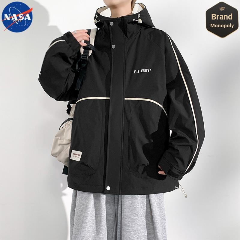 NASA ยี่ห้อ Co-Branded Mens Plus Size Jacket American Outdoor Jacket ฤดูใบไม้ผลิฤดูใบไม้ร่วง Plus Fa