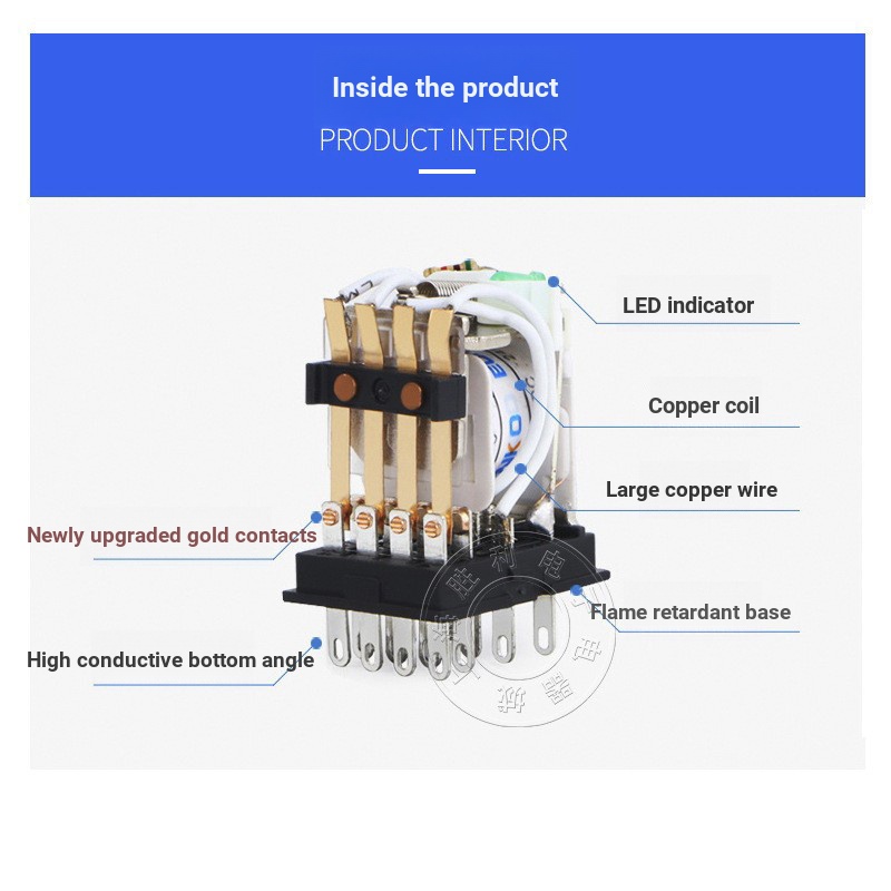 8. รีเลย์ระดับกลางขนาดเล็กพร้อมไฟ HH52P/53P/54P/62P/63P/64P Gold Contact AC220V24V OHGX