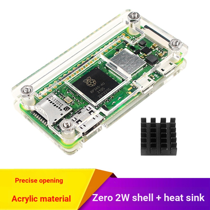 Raspberry PI Zero 2W Shell+Radiator Raspberry PI Zero 2W เคสป้องกันฉนวนกันความร้อนอะคริลิค