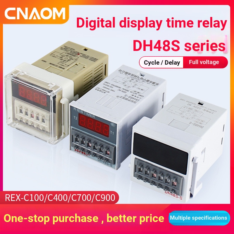 DH48S-S Digital Display Time Relay Cycle Time Controller สวิทช์จับเวลา 220v24v12v ฟรีฐาน