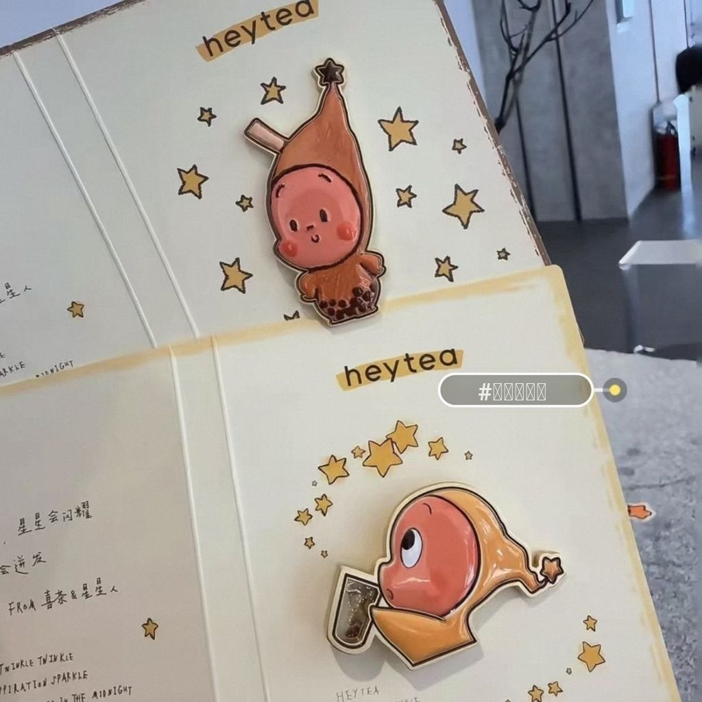 He heytea Xicha x Starman Badge Starman Joint Metal Badge น่ารักดูดีคอลเลกชันของขวัญให้น่ารัก