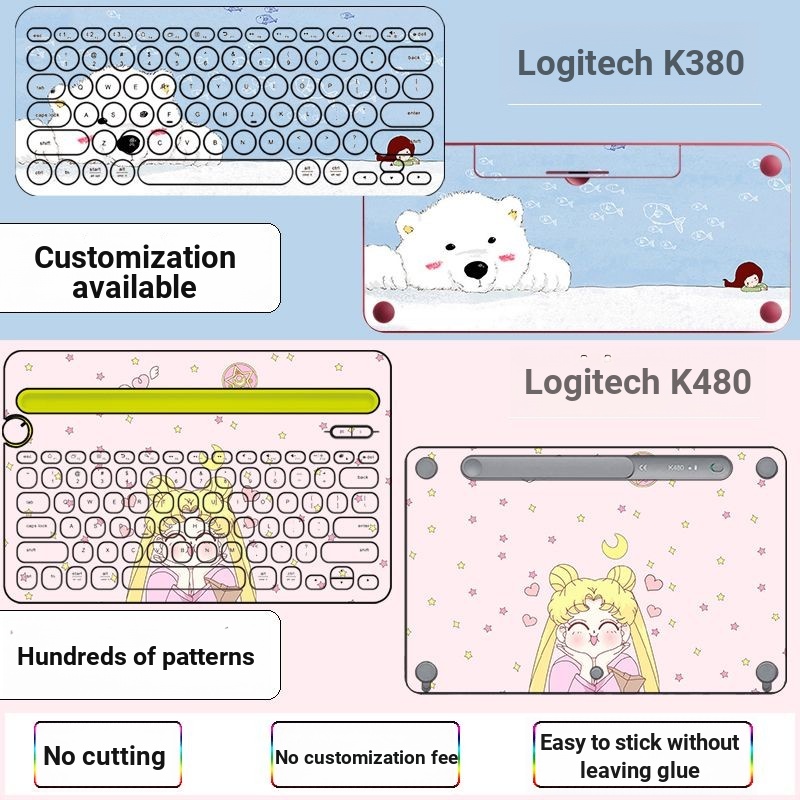 Logitech Logitech k480 สติ๊กเกอร์แป้นพิมพ์คอมพิวเตอร์เดสก์ท็อป k380 อะนิเมะเรียบง่ายน่ารัก