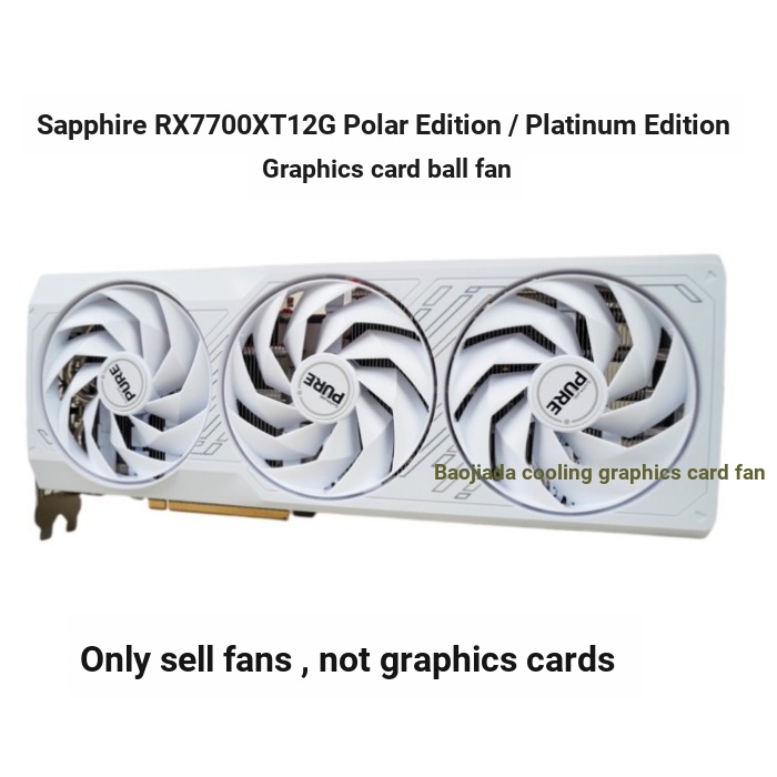 จัดส่ง 24 ชั่วโมง = Sapphire RX7700XT 7800 xt Polar White Shell พัดลมการ์ดกราฟิกพัดลมเงียบ