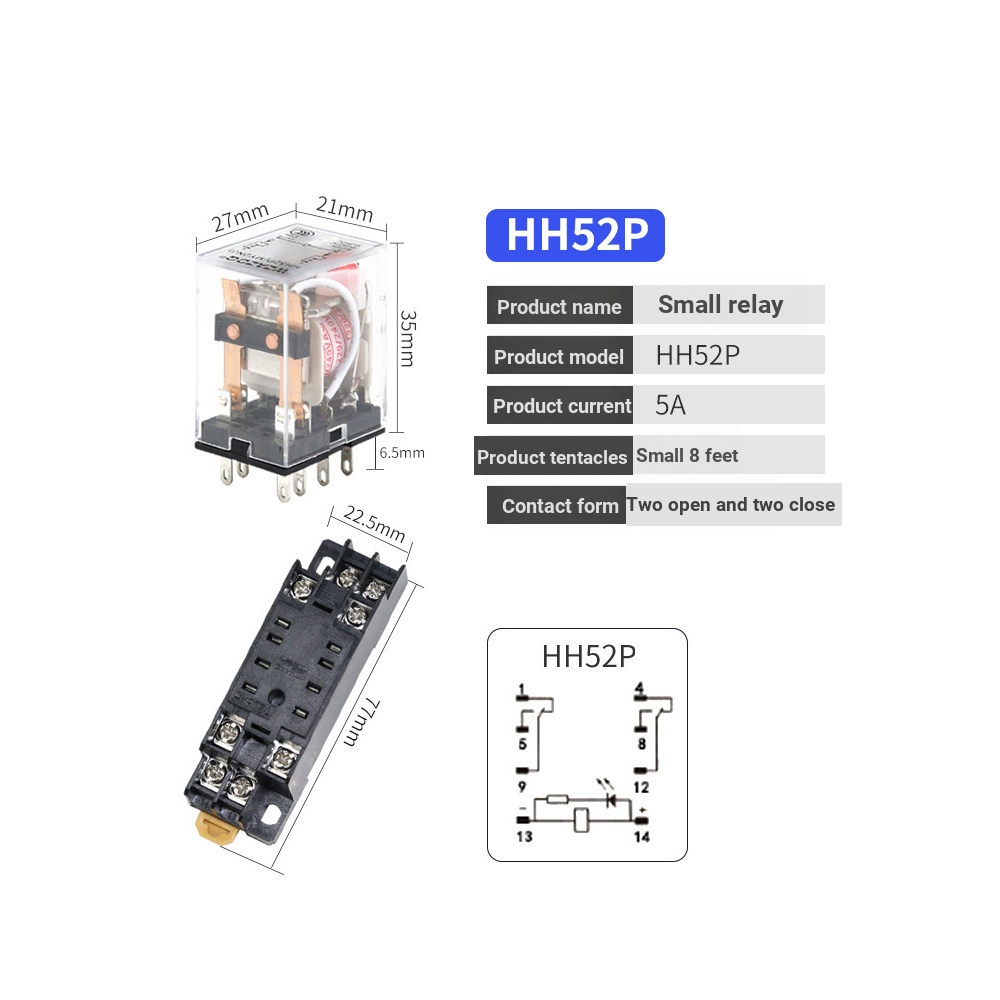 ซี.ซี. H H52P รีเลย์แม่เหล็กไฟฟ้าระดับกลางขนาดเล็ก HH53P HH54P HH62P 220V AC 12V 24V RI