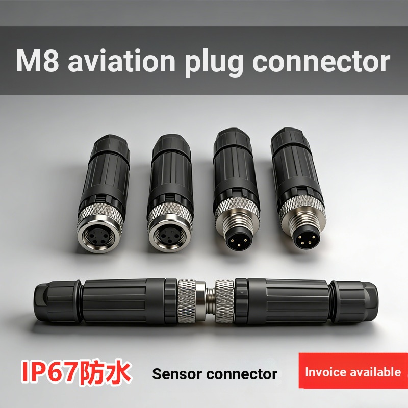 M8 Aviation Plug Sensor Proximity Switch สัญญาณเชื่อมต่อ 3-Core 4P กันน้ําชายหญิง Butt Connector IP6