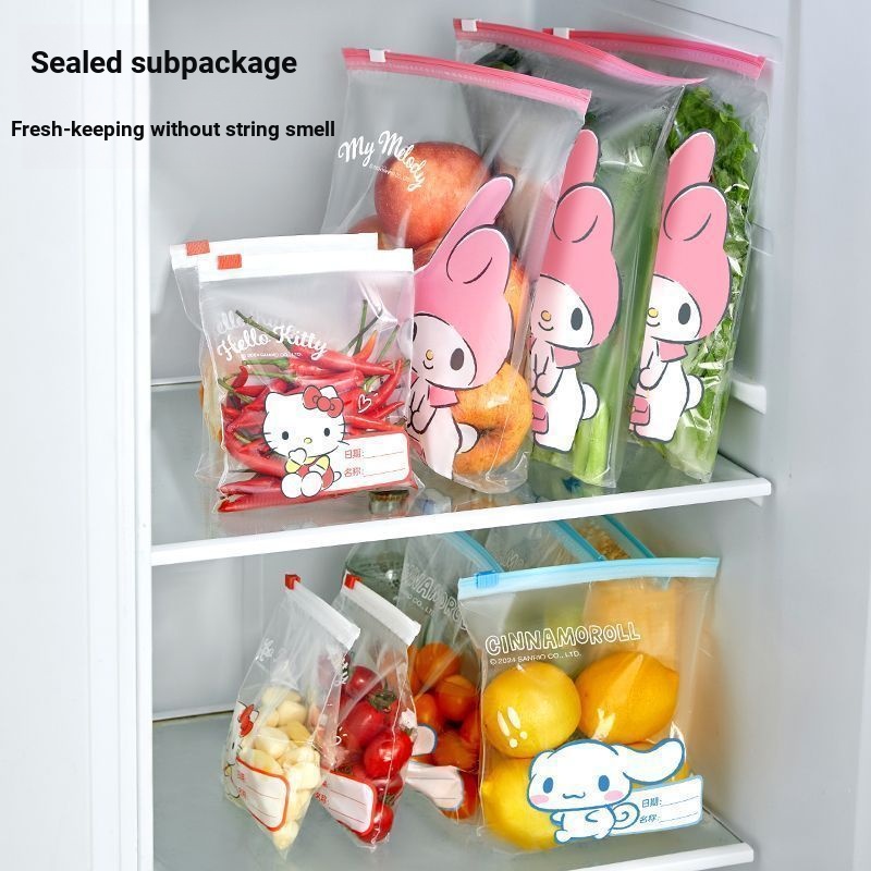 Sanrio Sealed Bag Food Grade Freezer Ziplock Bag ตู้เย็นเฉพาะอาหารเสริม Sub-Packing Fresh- ถุงเก็บคร