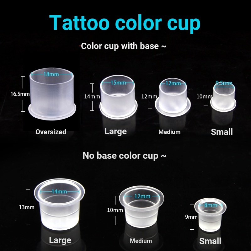 Jingzhe Tattoo Pigment ถ้วยทิ้งฐาน Tattoo Pigment ถ้วยฝาปิด Super ขนาดใหญ่ขนาดกลางขนาดเล็กโปร่งใสถ้วยพลาสติกผู้ถือ