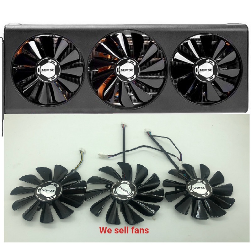 X XFX RX5700/RX5700XT พัดลมการ์ดกราฟิกรุ่นหมาป่าหิมะพัดลมสามพัดลม