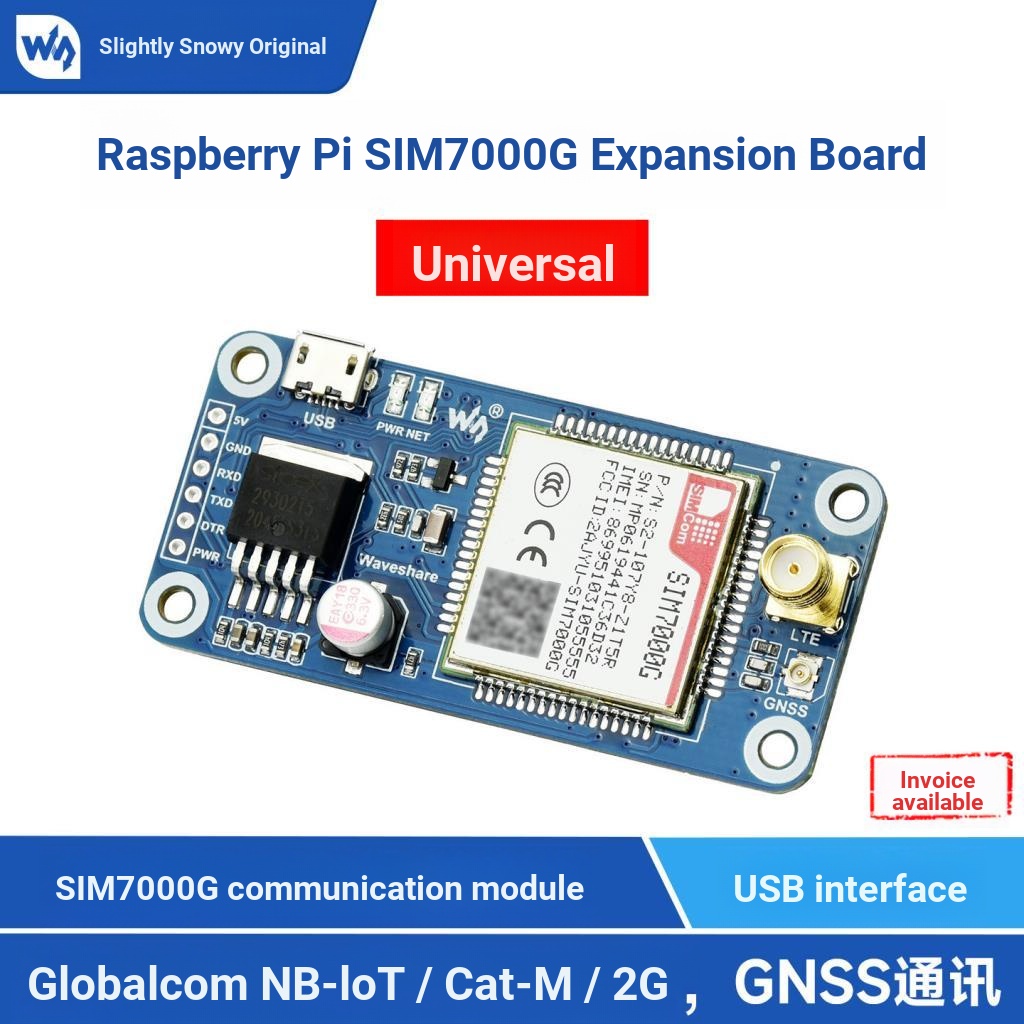 ไมโครสโนว์เบอร์รี่พาย 4 SIM7000G NB-IoT/Cat-M (eMTC)/2G/GNSS บอร์ดขยายการสื่อสาร