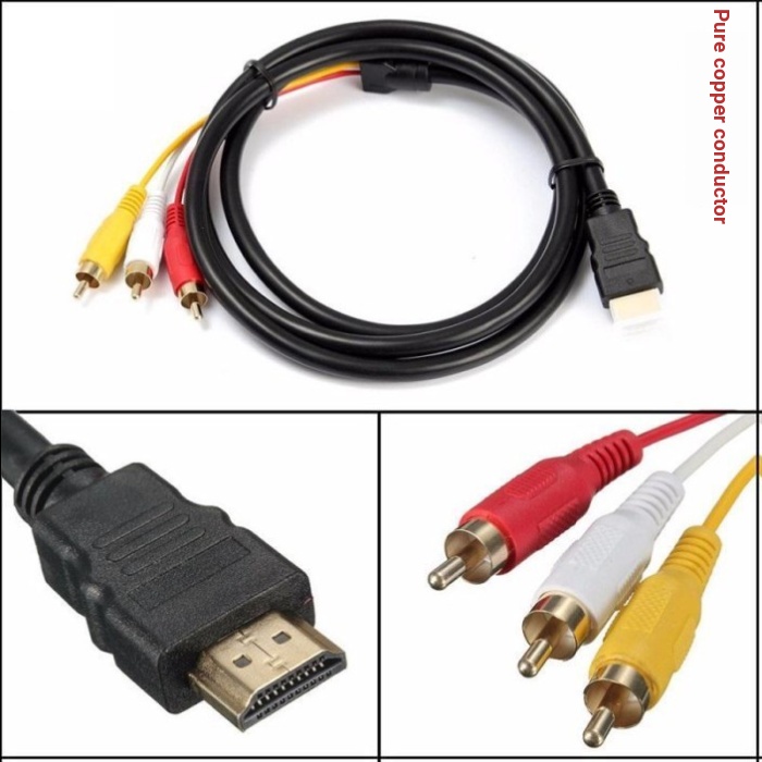 สาย HDMI to AV Lotus 3RCA Red White Yellow Computer Set-Top Box เชื่อมต่อกับวิดีโอทีวีเก่า HD to Thr
