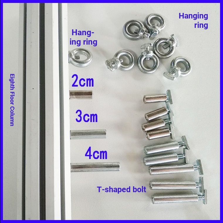 T-Bolt สกรูรูปตัว T คอลัมน์แปดเหลี่ยมอลูมิเนียมแบนขาตั้งนิทรรศการแขวนแหวน Bolt แขวนแหวนสกรูตะขอหัว B