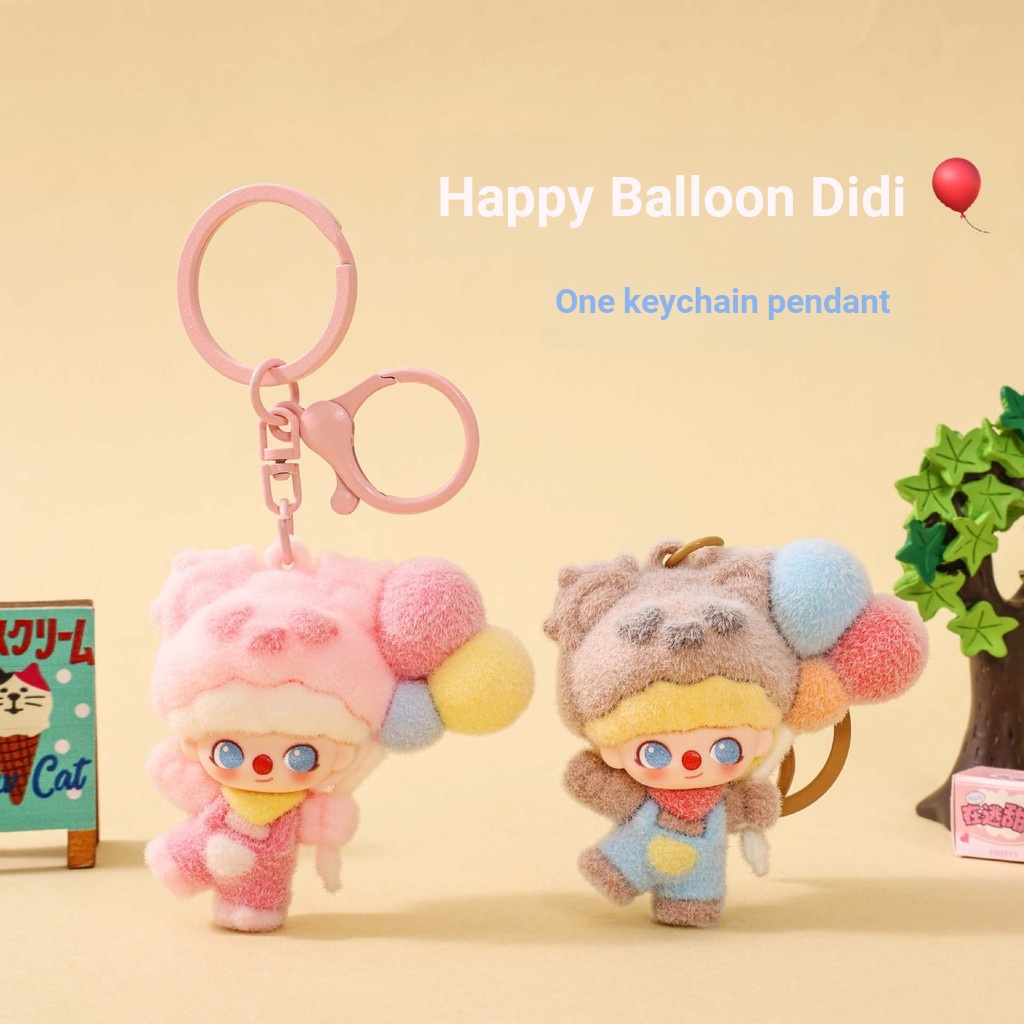 ⭐ตุ๊กตาการ์ตูน Flocking บอลลูน Didi พวงกุญแจน่ารักกระเป๋าเป้สะพายหลังจี้ของขวัญแลกเปลี่ยน