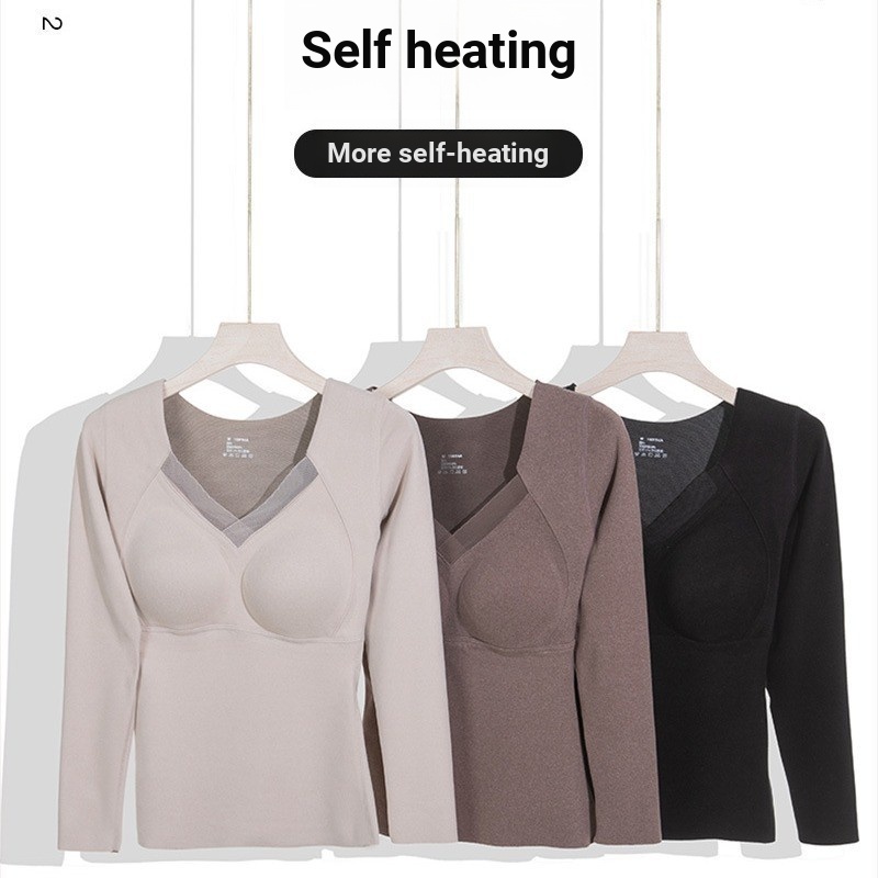 1PCU Graphene 1.0 แขนยาวความร้อนความร้อนชุดชั้นในหน้าอก Pad สามารถสวมใส่ด้านนอก Body Shaping V คอ Br