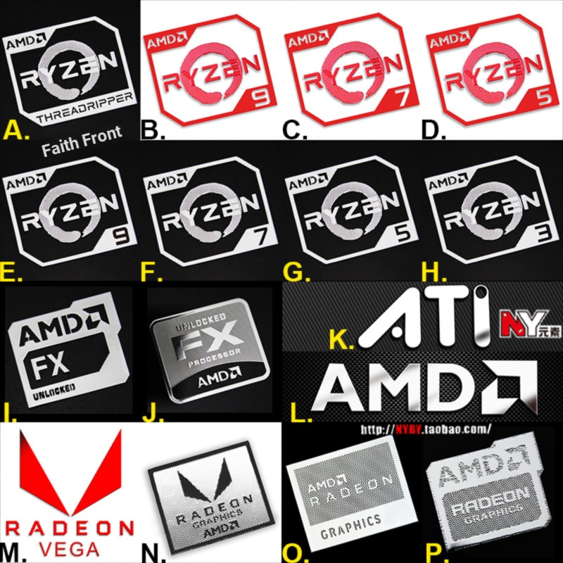 สติ๊กเกอร์ AMD Ryzen R9 R7 R5 R3 Vega สติ๊กเกอร์โลหะสติ๊กเกอร์แล็ปท็อปเดสก์ท็อป