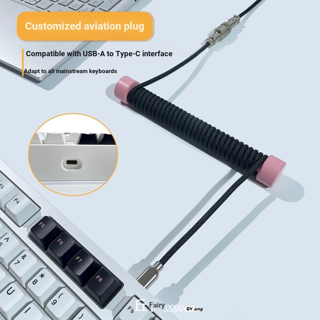 ** 8K Magnetic Axis Keyboard Universal Aviation Plug-In PU Machine Cable Luminous Data Cable Mechani