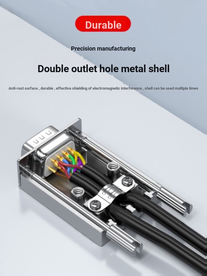 Dual Outlet Hole DB9 Connector 9 Pin Serial Port Head Dual Hole RS232 485 ชายหัวหญิง 9pin Connector 