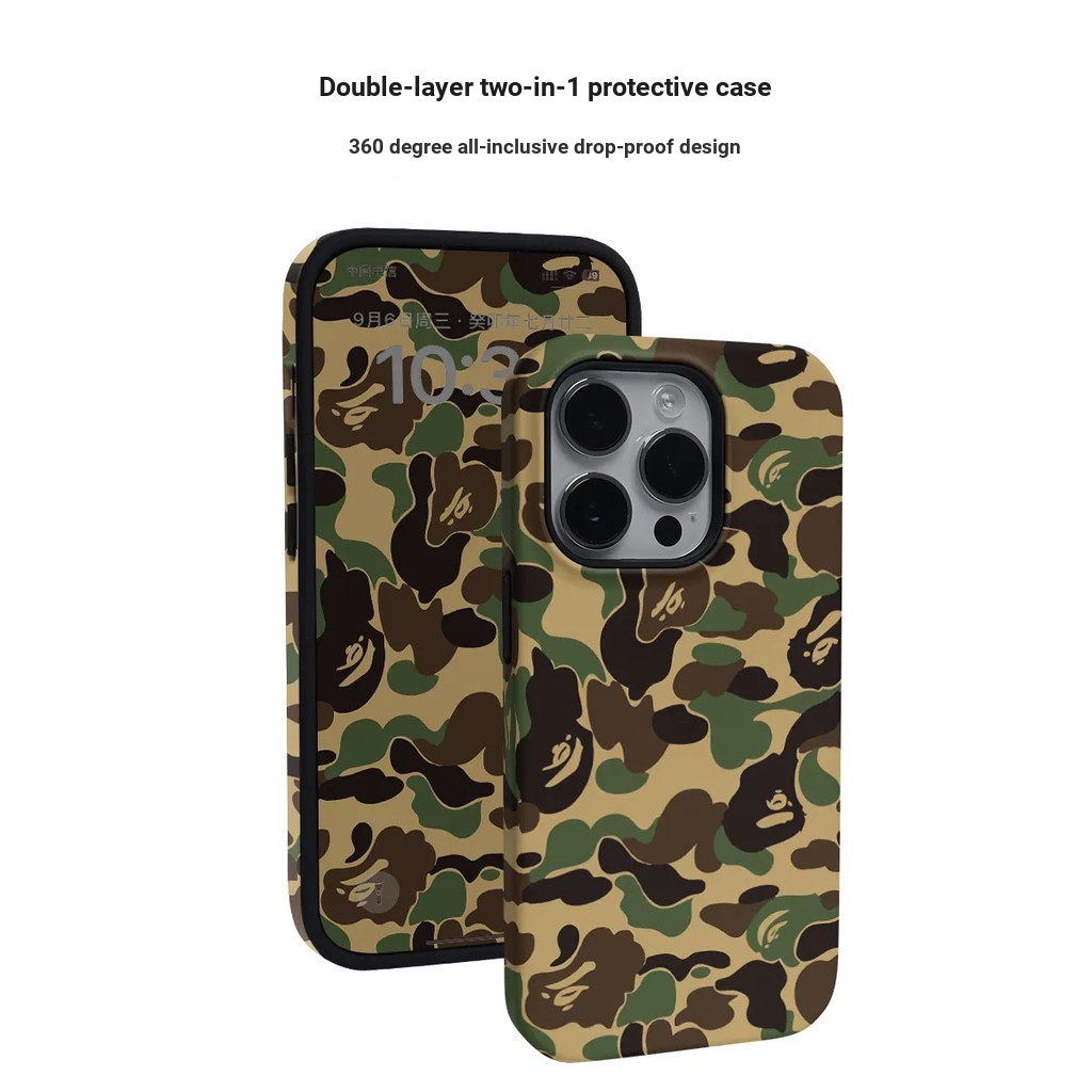 เคสโทรศัพท์ Apple 16promax ลายพรางสีเขียวอินเทรนด์ 15 1413 ทูอินวัน 1211 กันกระแทก xs