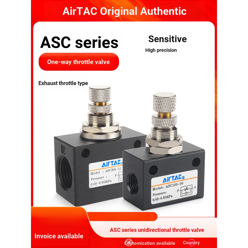 Airtac airtac airtac Pneumatic One-Way Throttle Valve ASC200-08 100-06 Trachea Flow Regulating Speed